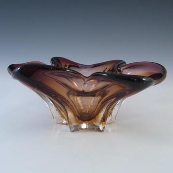 (image for) Cristallo Venezia Murano Brown & Amber Sommerso Glass Sculpture Bowl
