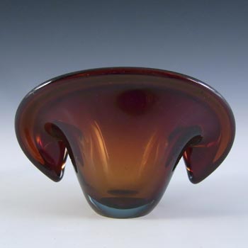 (image for) Murano / Venetian Red & Blue Sommerso Glass Clam Bowl / Vase