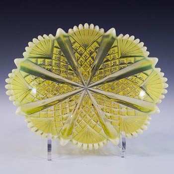 (image for) Davidson Primrose Pearline Uranium Glass 'Queens Crown' Bowl