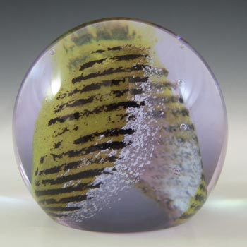 (image for) MARKED Caithness Yellow & Black Glass "Spinnaker" Paperweight