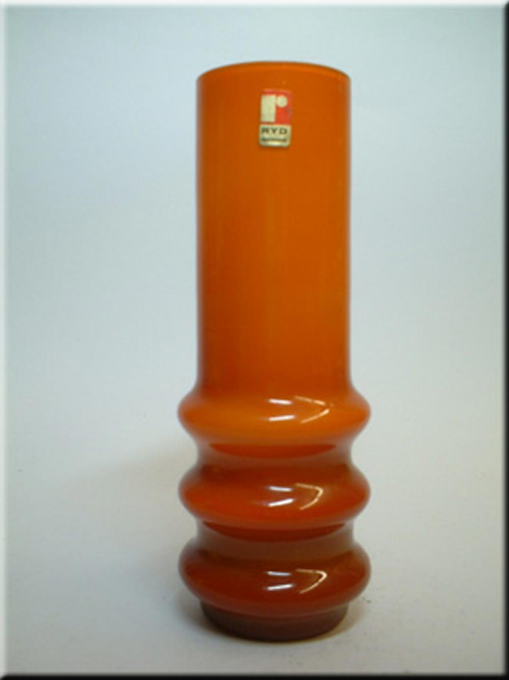 (image for) Ryd Scandinavian Orange Cased Glass Hooped Vase - Labelled
