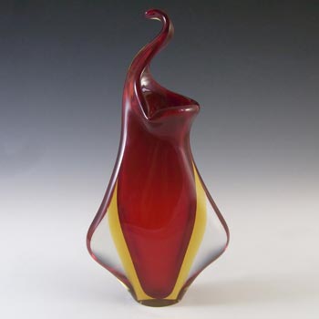(image for) Murano / Venetian Red & Amber Vintage Sommerso Glass Vase