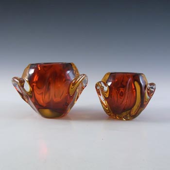 (image for) Murano / Venetian Brown & Amber Sommerso Glass Candle Holders