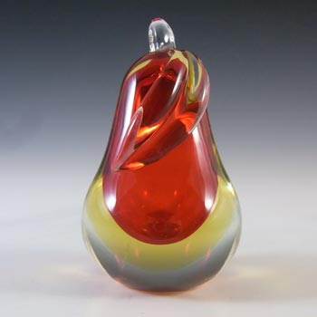 (image for) Ferro & Lazzarini Murano Red & Amber Sommerso Glass Pear