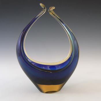(image for) Murano / Venetian Blue & Amber Sommerso Glass Sculpture Bowl