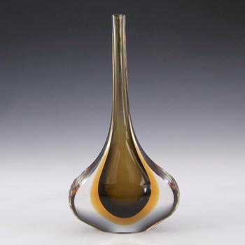 (image for) Murano / Venetian Brown & Amber Sommerso Glass Stem Vase