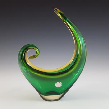 (image for) Murano / Venetian Green & Amber Sommerso Glass Sculpture Bowl