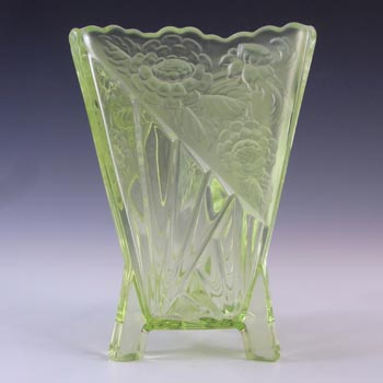 (image for) Sowerby Art Deco 1930's Uranium Green Glass 'Daisy' Vase