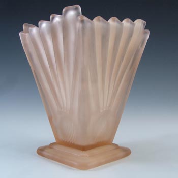 (image for) Sowerby Vintage Art Deco Pink Glass "Sunburst / Sunray" Vase