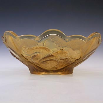 (image for) Sowerby Art Deco Amber Glass Squirrel Centrepiece Bowl