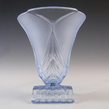 (image for) Stölzle Vintage 1930's Czech Art Deco Blue Glass Vase