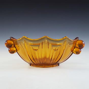 (image for) Stölzle Czech Vintage Art Deco 1930's Large Amber Glass Bowl