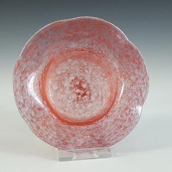 (image for) SIGNED Vasart Pink Bubbly Mottled Glass Bowl B021
