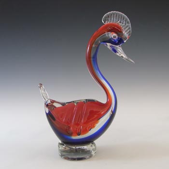 (image for) Murano / Venetian Red & Blue Vintage Glass Swan Sculpture