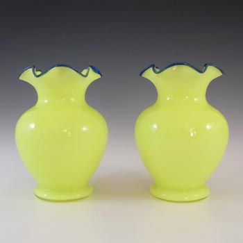 (image for) Czech Pair of Art Deco Yellow & Blue Tango Glass Vases