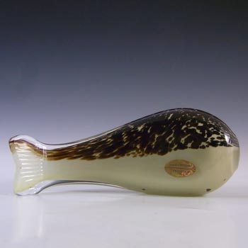 Wedgwood Cream & Brown Glass Fish Sculpture RSW74 - Marked