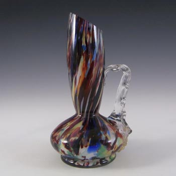 (image for) Welz Bohemian Black, Red, Blue & White Spatter Glass Vase / Jug