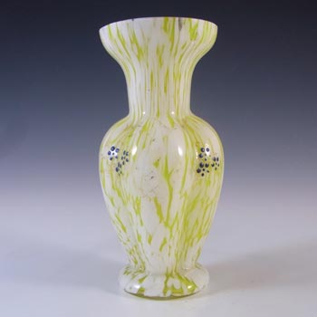 (image for) Welz Czech / Bohemian Lemon Yellow & White Spatter Glass Vase