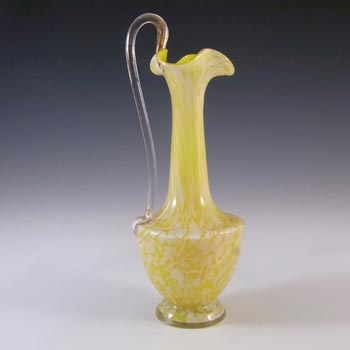 (image for) Welz Bohemian Lemon Yellow & White Spatter Glass Vase / Jug