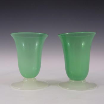 (image for) Stevens + Williams Pair of Stourbridge Alabaster Green Glass Vases