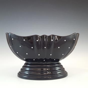 (image for) Bagley #3145 Art Deco Polkadot Black Glass 'Bristol' Flower Vase