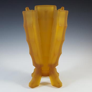 (image for) Bagley #3007 Art Deco 8.5" Vintage Amber Glass 'Bamboo' Vase