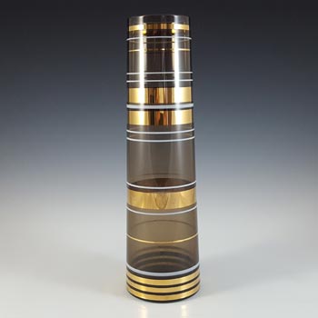 (image for) Borske Sklo Vintage Czech Brown Glass Cylindrical Vase