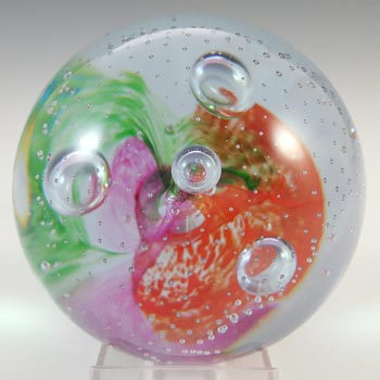 (image for) MARKED Caithness Green, Red & Pink Glass "Escapade" Paperweight