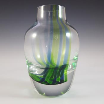 (image for) Caithness Vintage Green & Blue Glass 'Oban' Striped Vase