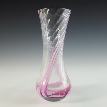 (image for) Caithness Vintage Pink Glass 'Flamenco' Striped Vase
