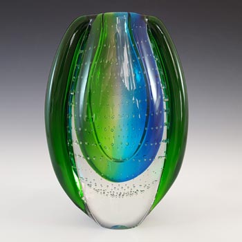 (image for) Chinese Murano Style Green & Blue Sommerso Glass Vase