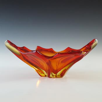 (image for) Cristallo Venezia Murano Red & Amber Sommerso Glass Vintage Bowl