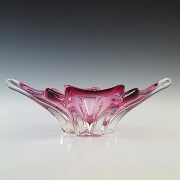 (image for) Cristallo Venezia Murano Pink & Clear Sommerso Glass Vintage Bowl