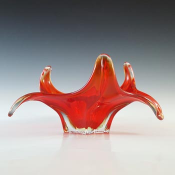 (image for) Cristallo Venezia Murano Red & Uranium Green Sommerso Glass Bowl