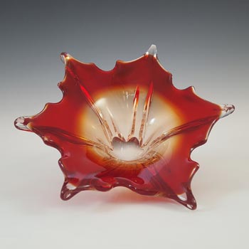 Cristallo Venezia 1950s Murano Red & Clear Sommerso Glass Bowl