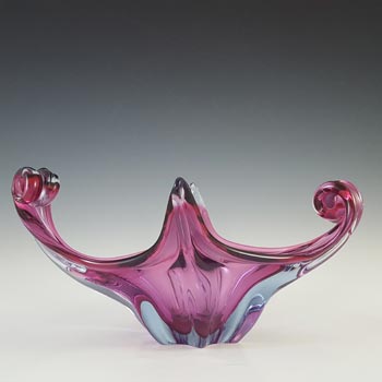 (image for) Murano / Venetian Pink & Blue Sommerso Glass Sculpture Bowl