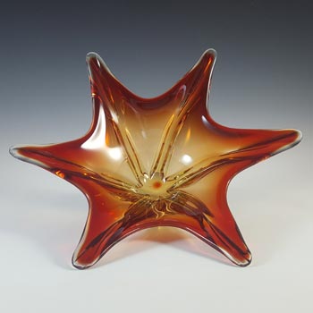 Cristallo Venezia Murano Red & Clear Sommerso Glass Star Bowl