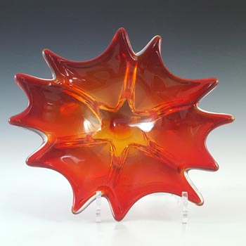 (image for) Cristallo Venezia Murano Red & Uranium Green Sommerso Glass Bowl