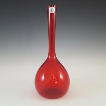 Art Vase in Glass in White and Red Colors Scandinavian