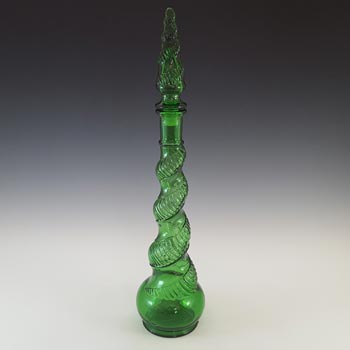 (image for) LARGE Empoli Italian Green Glass Snake Skin 'Genie' Bottle