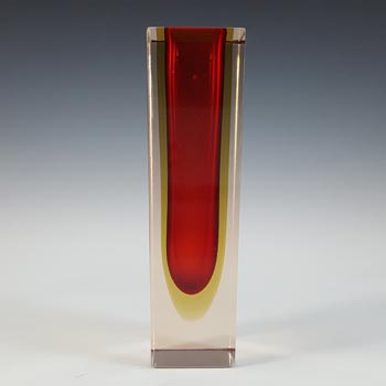 (image for) Murano Faceted Red & Amber Sommerso Glass Vintage Vase