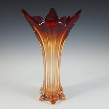 (image for) Murano / Venetian Red & Amber Sommerso Glass Vintage Vase