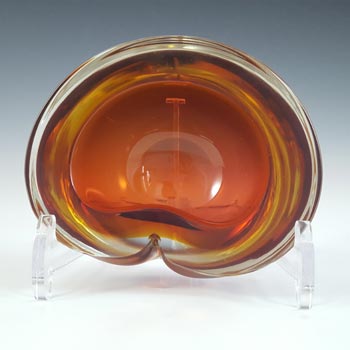 (image for) Murano Brown & Amber Sommerso Glass Retro Geode Bowl