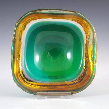 (image for) Murano Green & Amber Sommerso Glass 1950's Geode Bowl