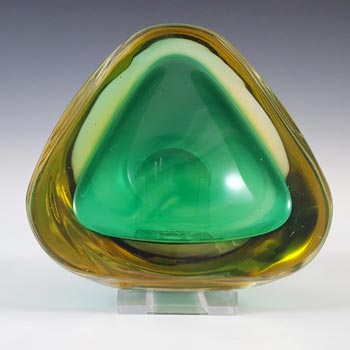 (image for) Murano Green & Amber Sommerso Glass Vintage Geode Bowl