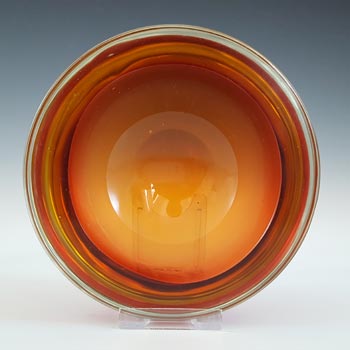(image for) Murano Brown & Amber Sommerso Glass Circular Geode Bowl