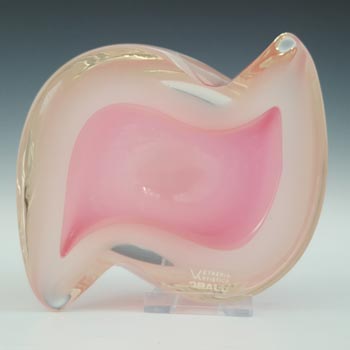 (image for) LABELLED Oball Murano Pink & White Sommerso Glass Geode Bowl