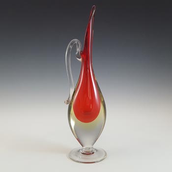 (image for) Murano Red & Uranium Yellow Sommerso Glass Jug Vase