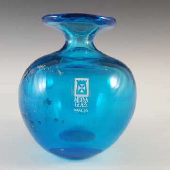(image for) Mdina 'Blue Summer' Maltese Glass 'Globe' Vase - Signed
