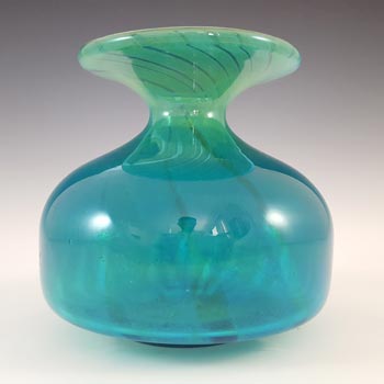 (image for) Mdina 'Ming' Maltese Blue & Green Glass Vase - Signed